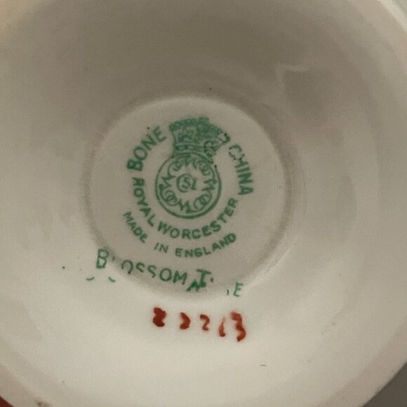 Vintage Royal Worcester Blossom Time Covered Sugar Creamer 3-PC Bone China MINT - Picture 10 of 16